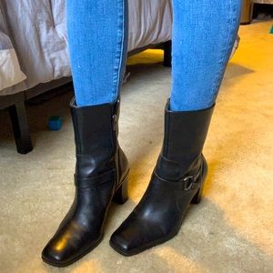 Tommy Hilfiger black heel booties